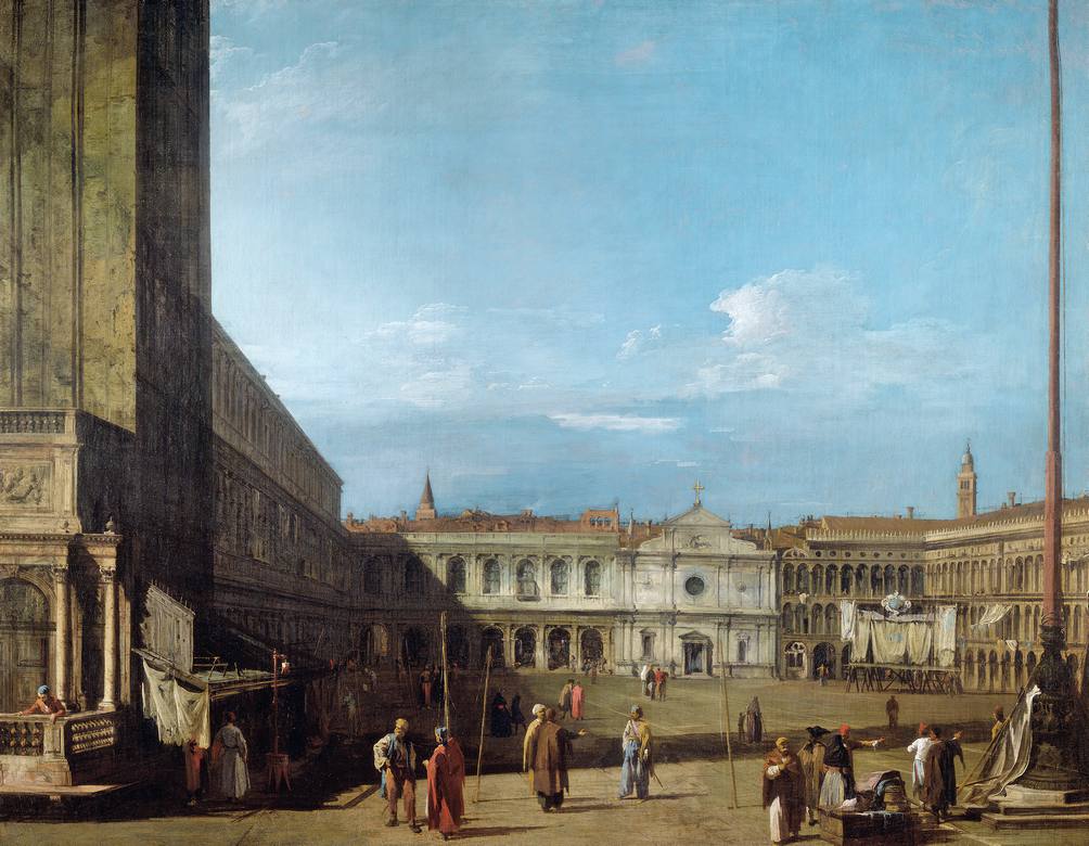 Canaletto:  [ca. 1723-24] - Piazza San Marco looking west towards San Geminiano - Oil on canvas - Royal Collection