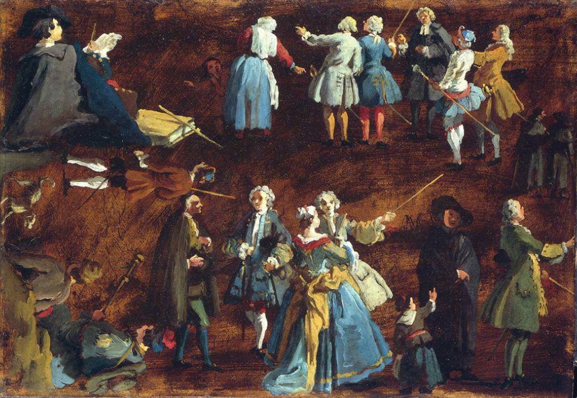 Canaletto:  [before 1726-28] - Figure studies - Painting on cardboard - Kaiser-Friedrich-Museums-Verein, Berlin