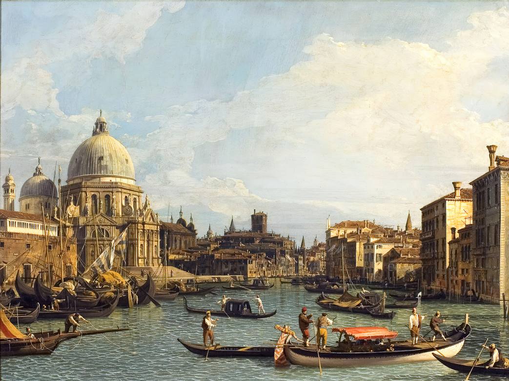 Canaletto:  [1730s] - Santa Maria della Salute (The Entrance to the Grand Canal with a View of the Basilica) - Oil on canvas - Villa Necchi Campiglio, Milano