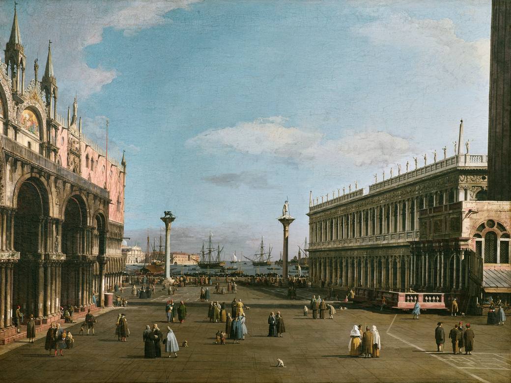 Canaletto:  [1734] - The Piazzetta with St. Mark's Basilica and the Marciana Library - Oil on canvas - Galleria Nazionale Barberini, Roma