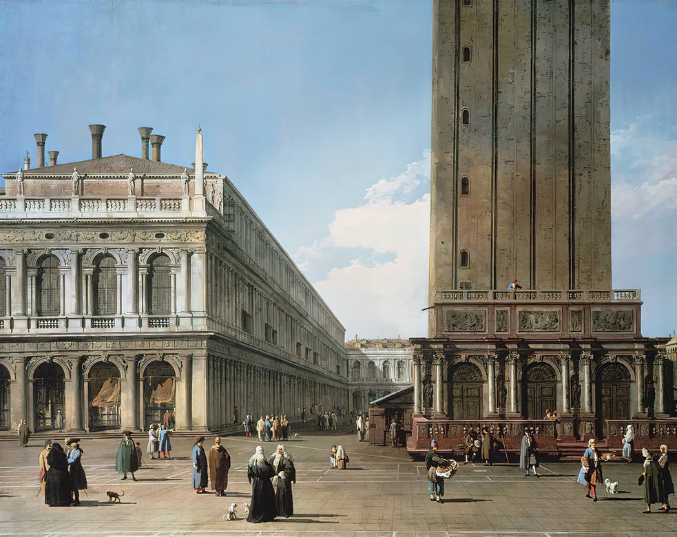 Canaletto:  [1736] - Piazza San Marco - looking West from the North end of the Piazzetta - Oil on canvas - Private Collection, Switzerland