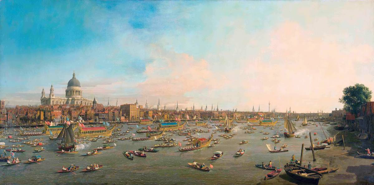 Canaletto:  [1746-47] - The River Thames with St. Paul's Cathedral on Lord Mayor's Day - Oil on canvas - The Lobkowics Collections