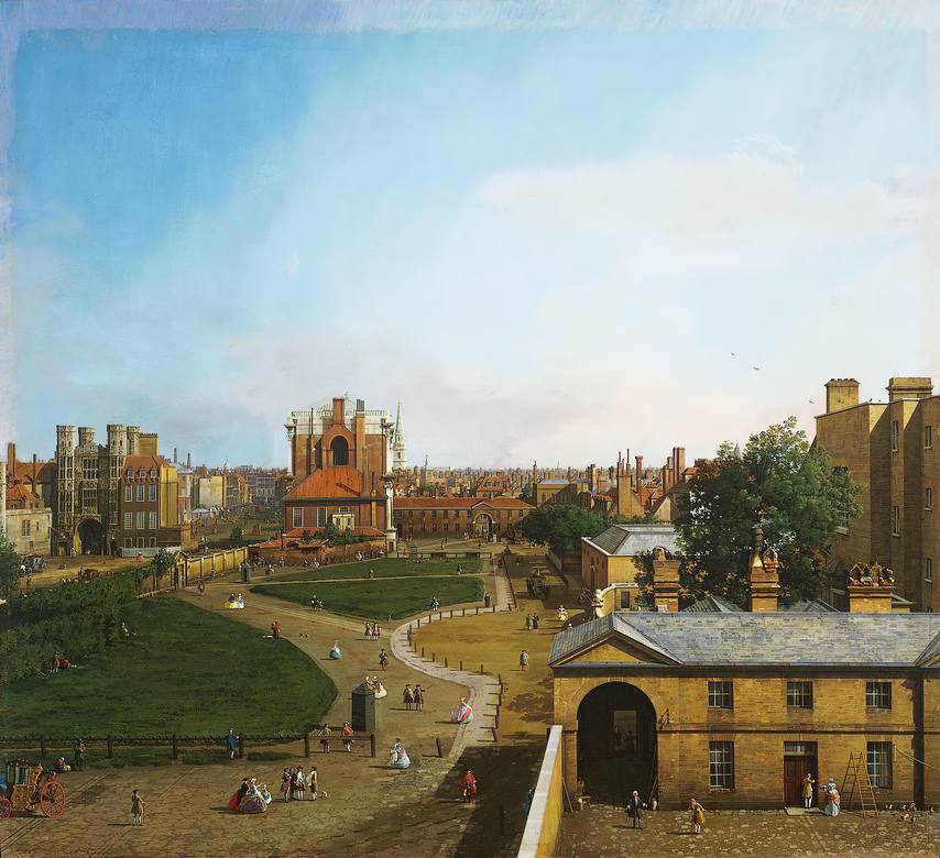 Canaletto:  [1746] - London - Whitehall and the Privy Garden from Richmond House - Oil on canvas - Goodwood House, Sussex