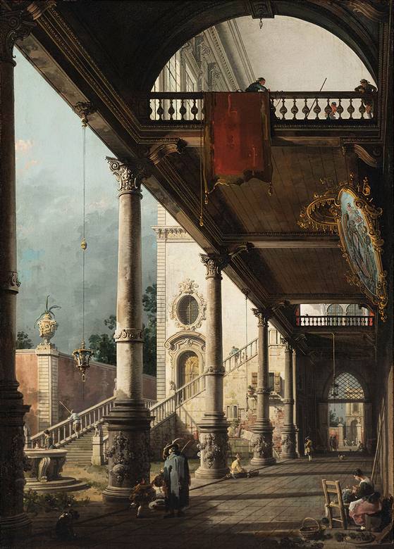 Canaletto:  [1765] - Prospettiva con Portico (Perspective view with Portico) - Oil on canvas - Gallerie Accademia, Venezia