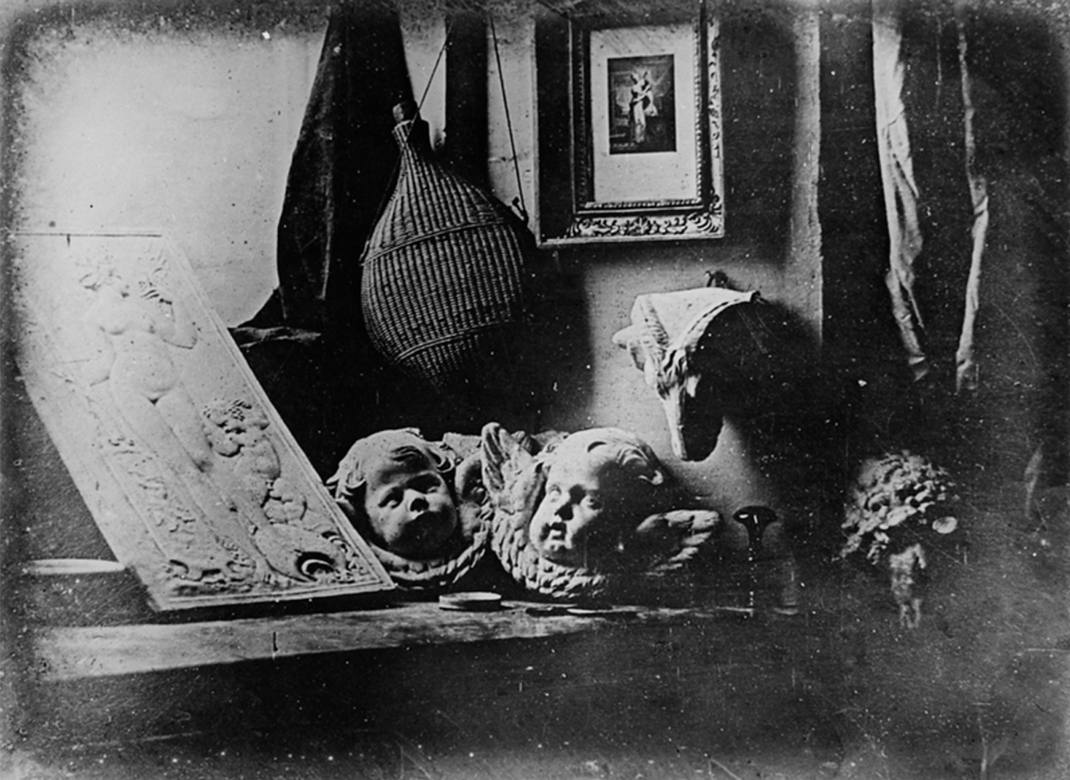 Louis Daguerre:  [1837] - First photograph in Daguerre's studio - 30 minutes exposure - Daguerreotype photograph
