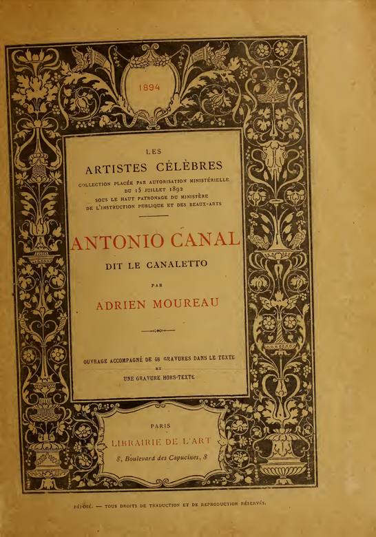 Adrien Moureau:  [1894] - Les Artistes Célèbres - Antonio Canal