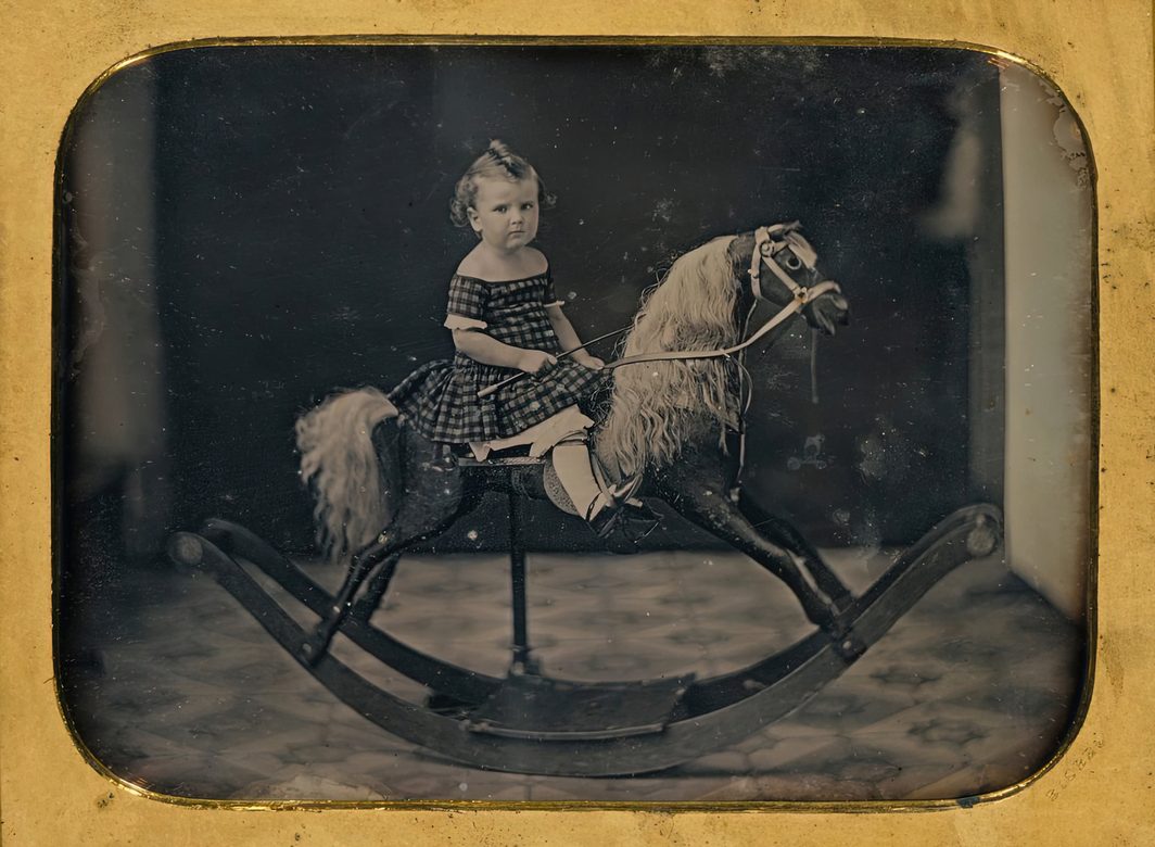 Albert Bisbee:  [ca. 1855] - Child on a Rocking Horse - Daguerreotype photography - Smithsonian American Art Museum