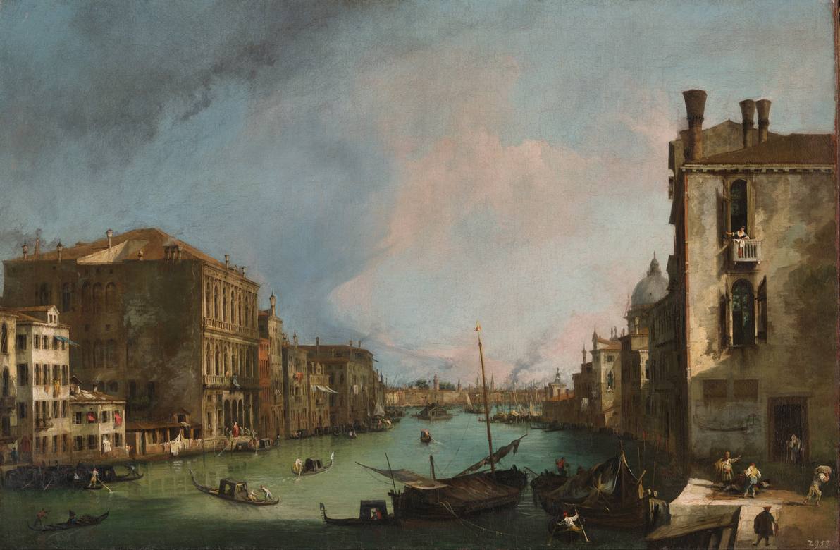 Canaletto:  [1722-23] - The Grand Canal in Venice with the Palazzo Corner Ca' Grande - Oil on canvas - Gemäldegalerie Alte Meister, Dresden - Courtesy: Google Art Project