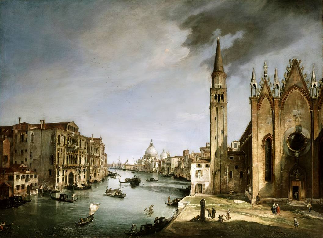 Canaletto: Veduta di Venezia con il Canal Grande dalla chiesa di S. Maria della Carità al bacino di S. Marco - Oil on canvas (ca. 1725-30) - Private Collection