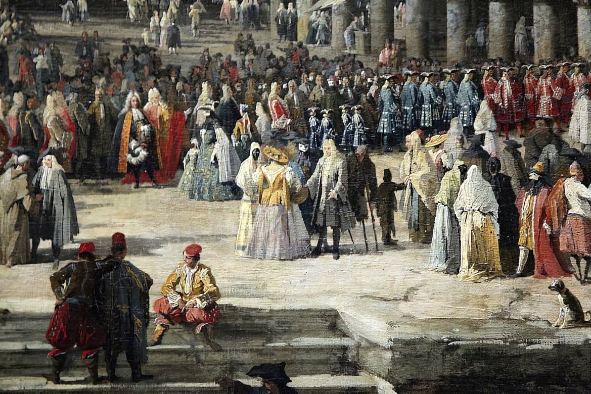 Canaletto:  [1726-27] - Reception of the French Ambassador in Venice - Oil on canvas - The State Hermitage Museum, St Petersburg - Detail