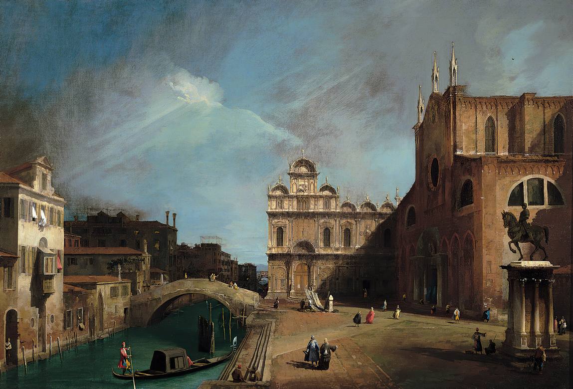 Canaletto:  [1726] - Santi Giovanni e Paolo e la Scuola di San Marco (Santi Giovanni e Paolo and the Scuola di San Marco) - Oil on canvas - Pinacoteca Giovanni e Marella Agnelli, Torino
