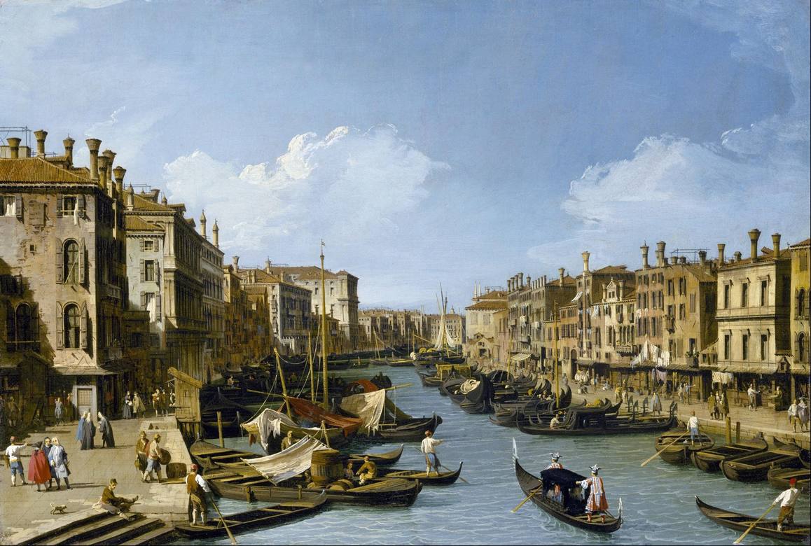Canaletto:  [1728-32] - The Grand Canal near the Rialto Bridge - Oil on canvas - Museum of Fine Arts, Houston, TX - Courtesy: Google Art Project