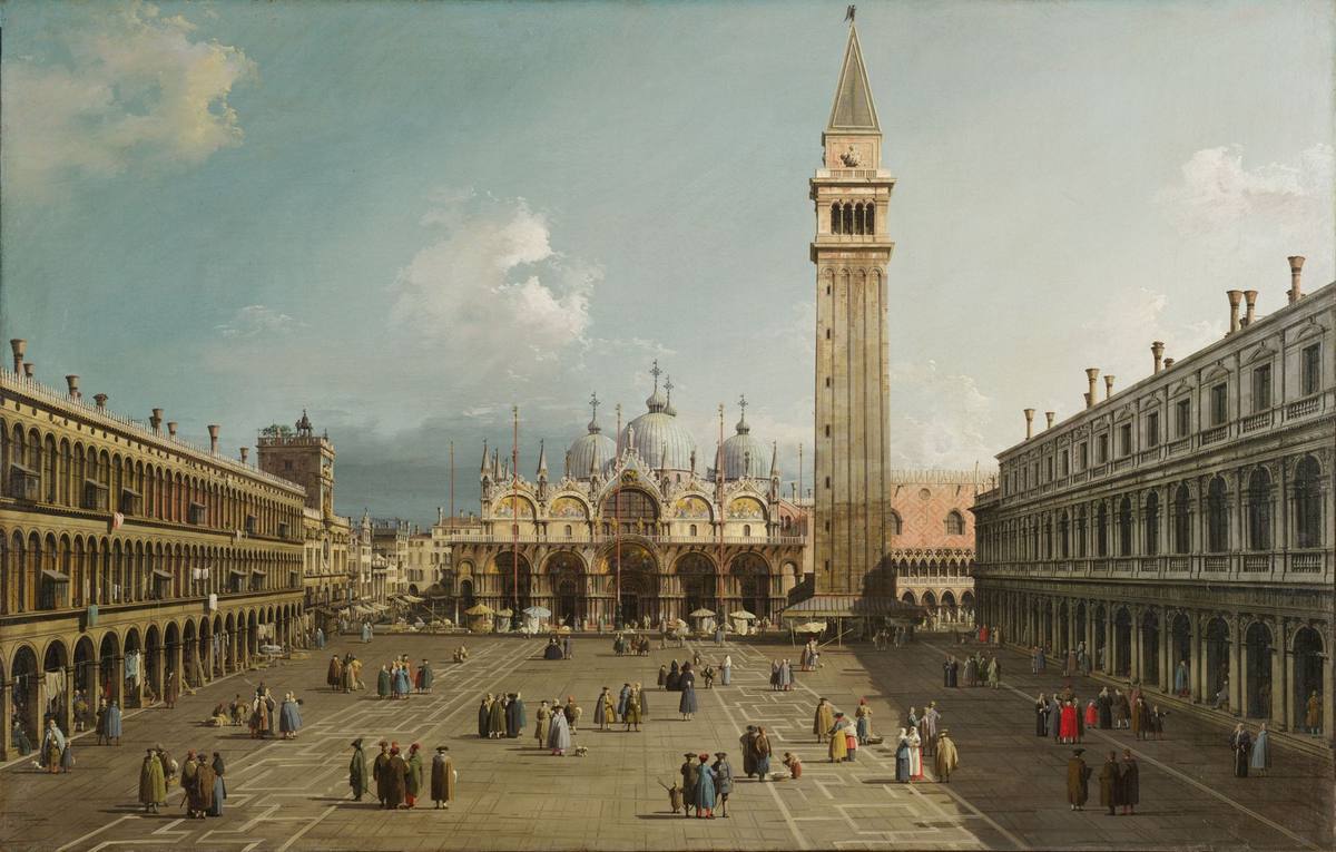 Canaletto:  [ca. 1730-34] - Piazza San Marco with the Basilica - Oil on canvas - Fogg Art Museum, Cambridge, MA
