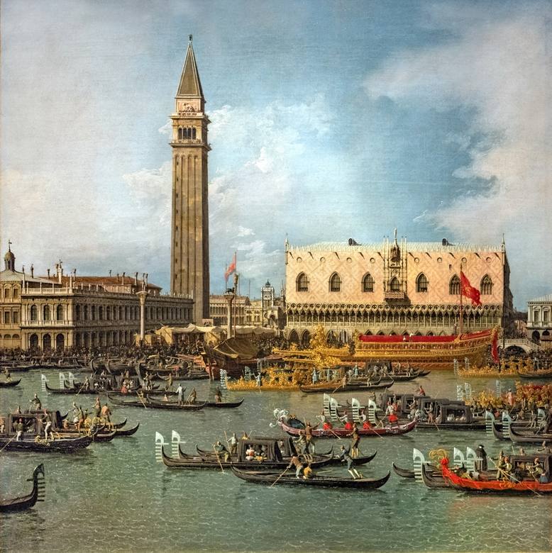 Canaletto:  [ca. 1738] - Il Ritorno del Bucintoro al molo nel giorno dell'Ascensione (The Bucintoro returning to the Molo on Ascension Day) - Oil on canvas - Holkham Hall & Estate, Norfolk
