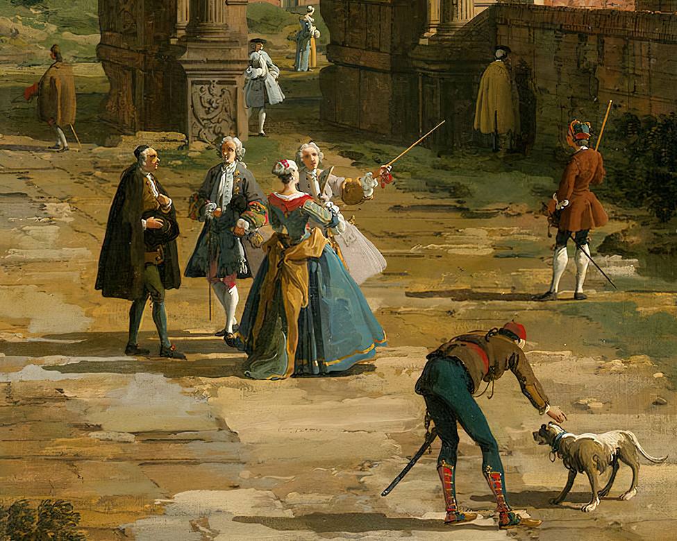 Canaletto:  [1742] - Rome - the Arch of Constantine - Oil on canvas - Royal Collection Trust - Detail