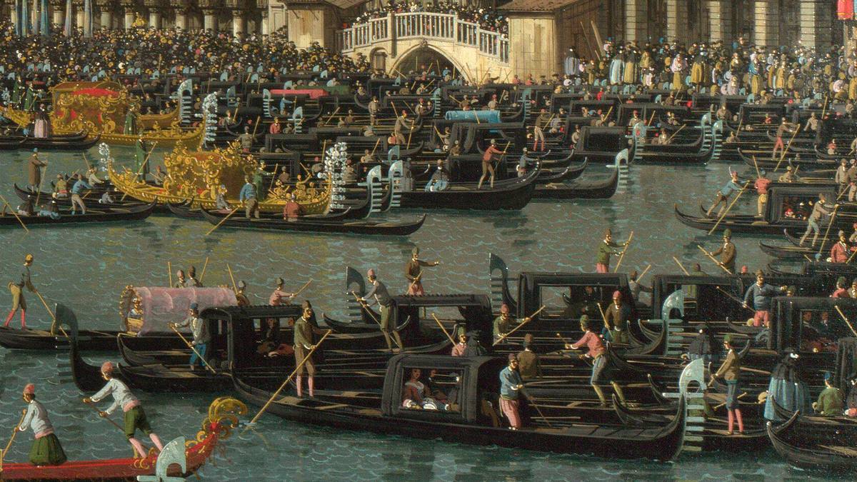 Canaletto:  [ca. 1745-50] - Return of il Bucintoro on Ascension Day - Oil on canvas - Museo Nacional Thyssen-Bornemisza, Madrid - Detail
