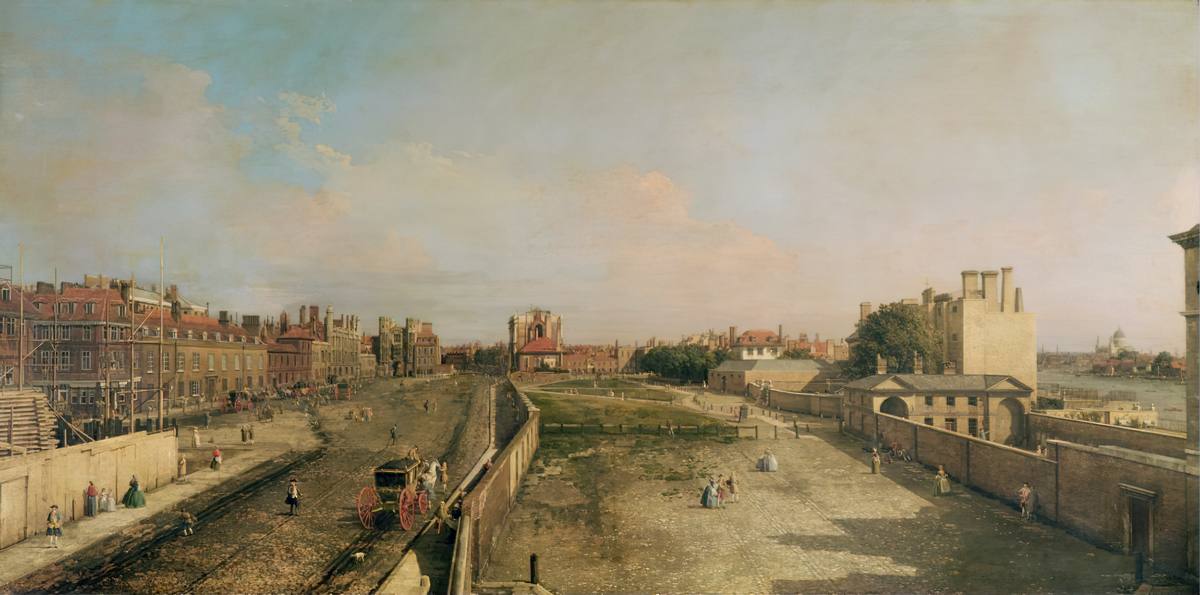 Canaletto:  [1751] - London, Whitehall and the Privy Garden looking North - Oil on canvas - Private Collection, The  Buccleuch Living Heritage Trust