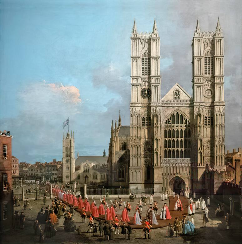 Canaletto:  [1749] - Westminster Abbey with procession of Knights of the Order of Bath - Oil on canvas - Westminster Abbey, not on public display