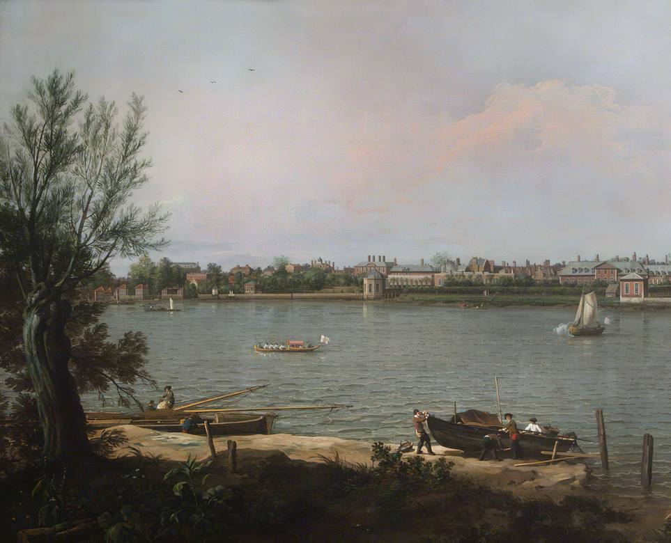 Canaletto:  [1751] - Chelsea from the Thames at Battersea Reach - Oil on canvas - National Trust Collection