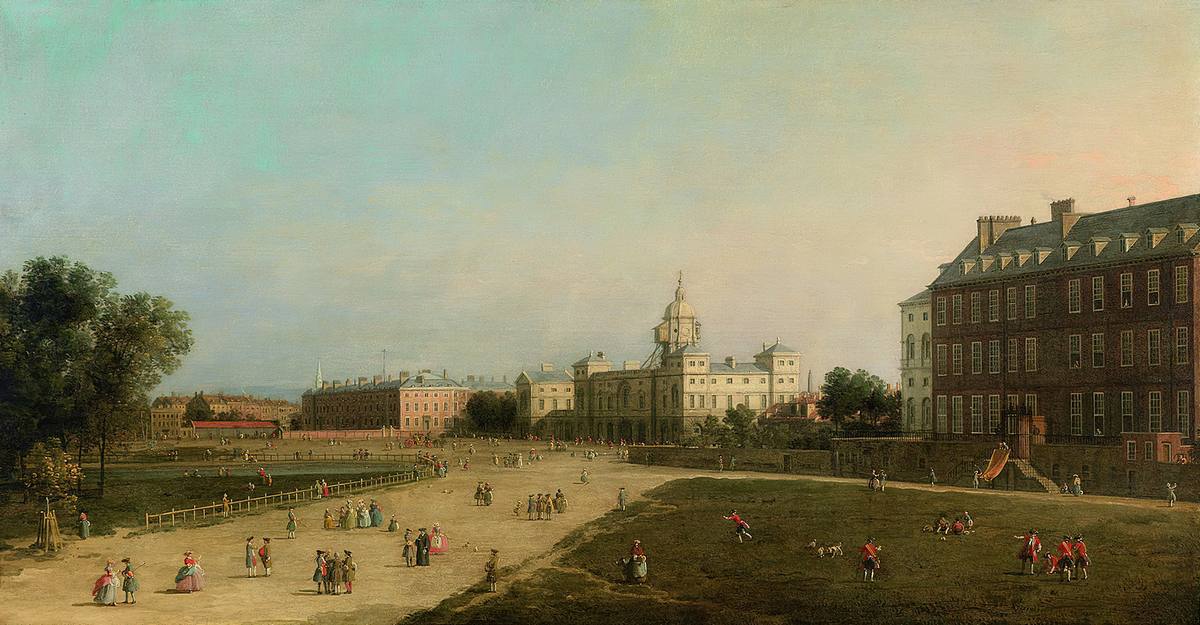Canaletto:  [ca. 1752-53] - View of New Horse Guards from St. James's Park - Oil on canvas