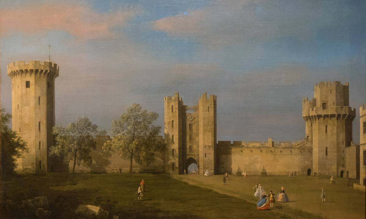 Canaletto:  [1752] - Warwick Castle - the East Front from the courtyard - Oil on canvas - Birmingham Museum of Art