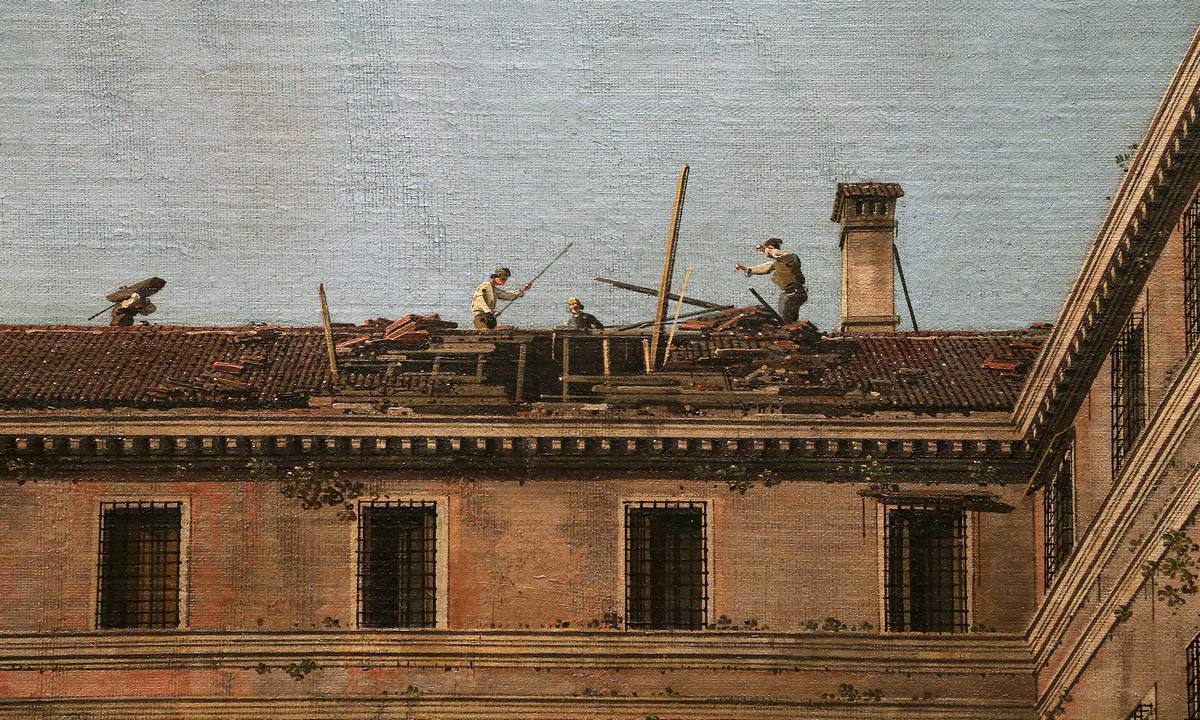 Canaletto:  [1758-63] - The Campo di Rialto - Oil on canvas - Gemäldegalerie, Berlin - Detail