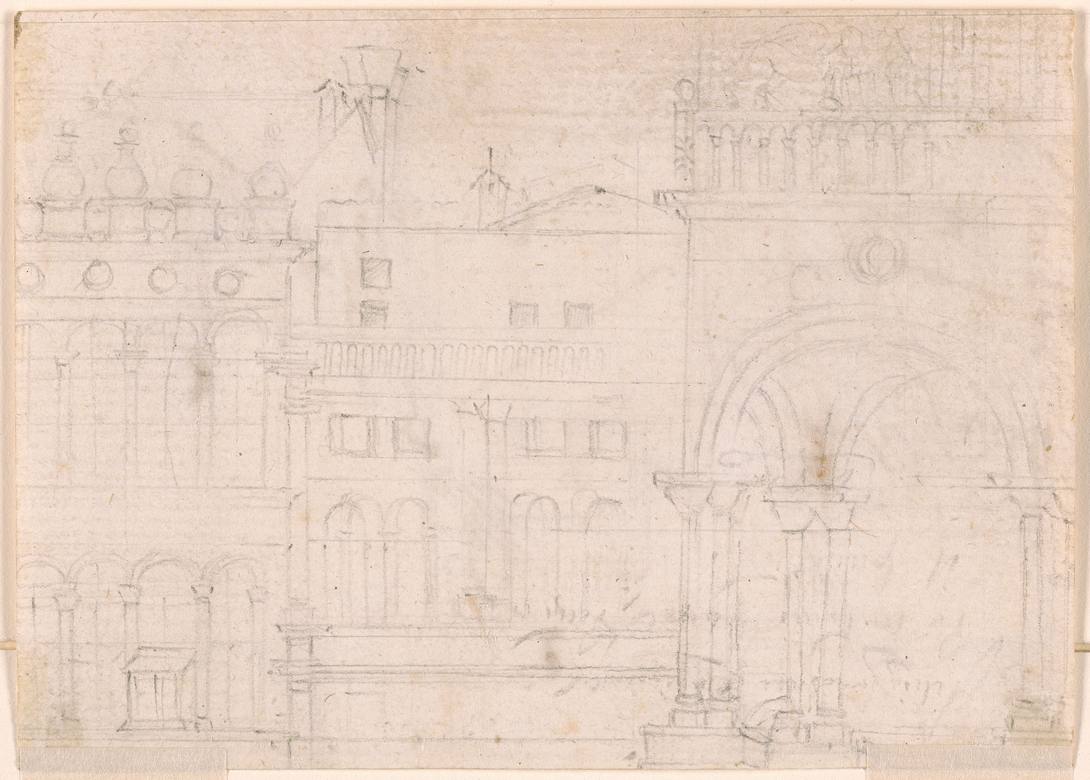 Canaletto: View of the Piazza San Marco with the Procuratie Vecchie - Drawing - Graphite - The Morgan Library & Museum, New York