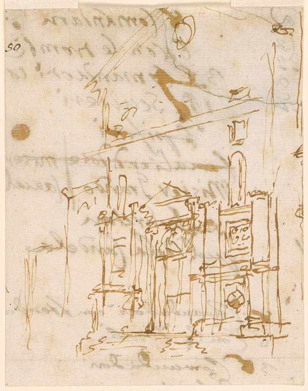 Canaletto: Façade of the Church of S. Maria della Visitazione or della Pieta, Venice - Drawing - Pen and brown ink on paper - The Morgan Library & Museum, New York