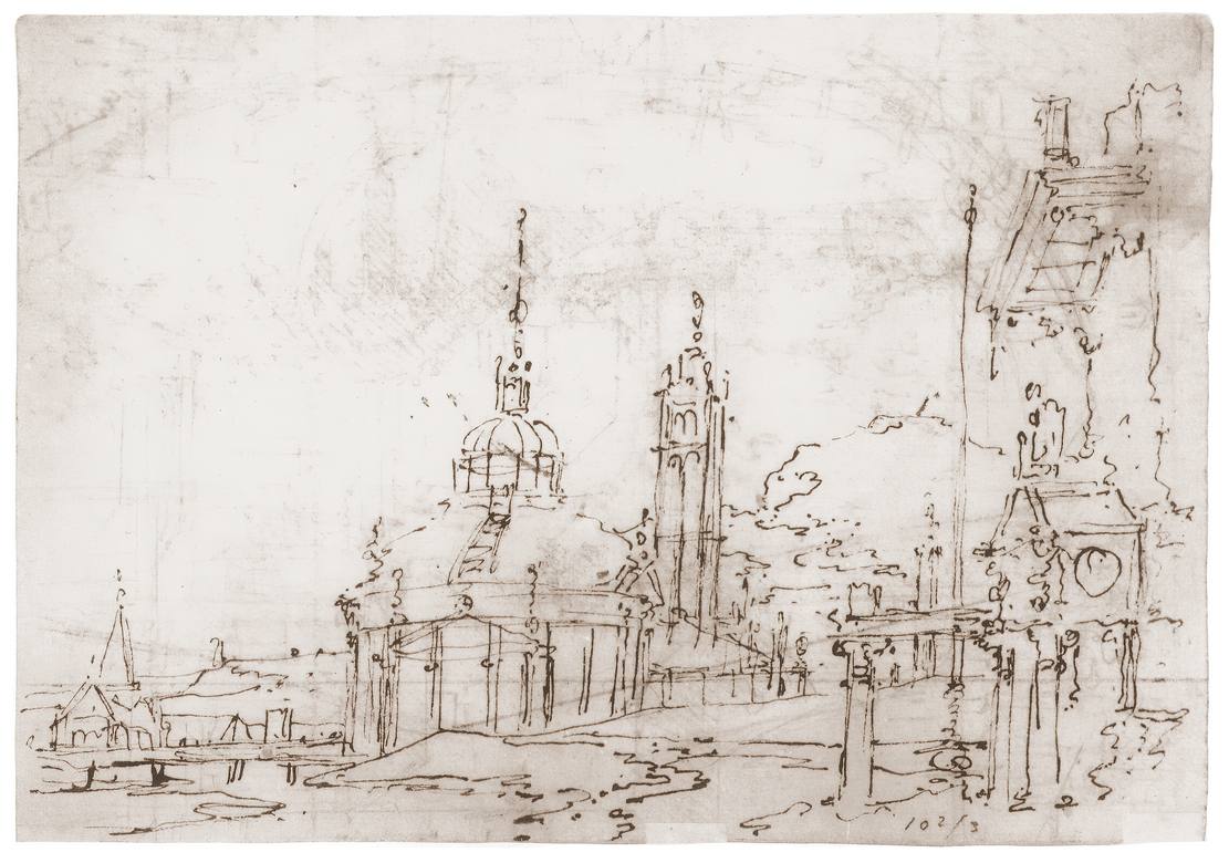Canaletto: Architectural Capriccio - Drawing -  - Schlossmuseum, Weimar
