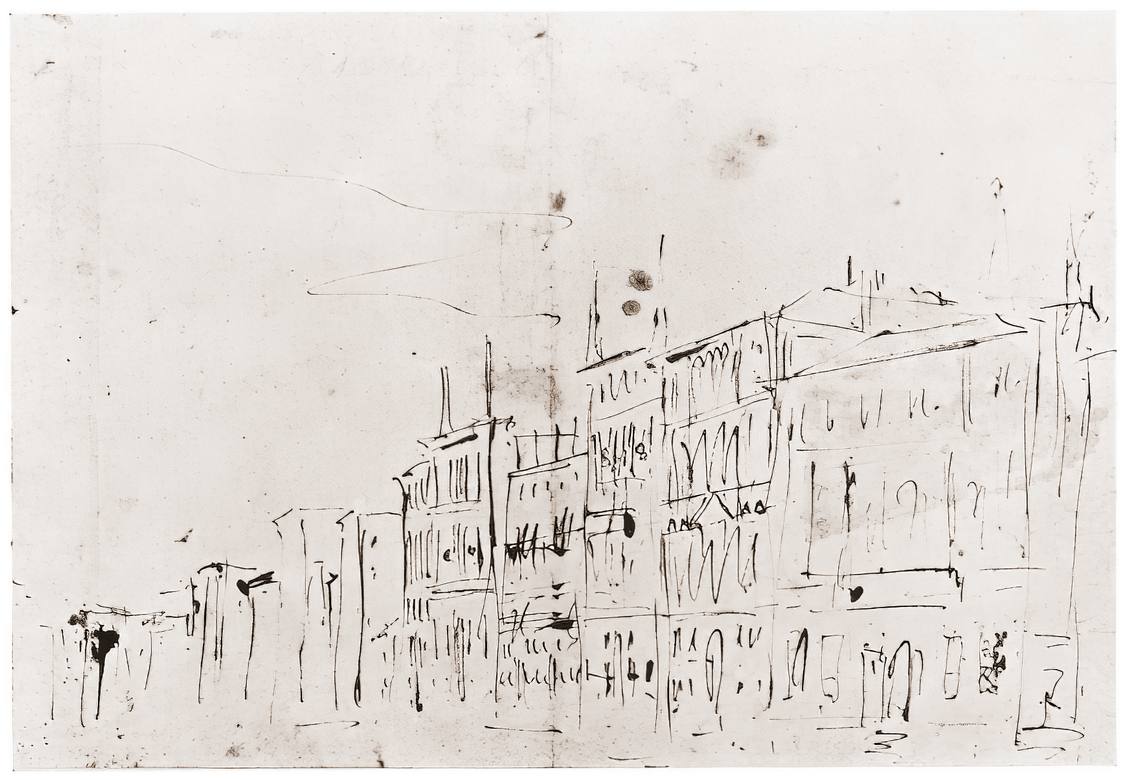 Canaletto: Sketch - Sketch - Pen on white paper - Private Collection - Mr. Archibald G. B. Russell