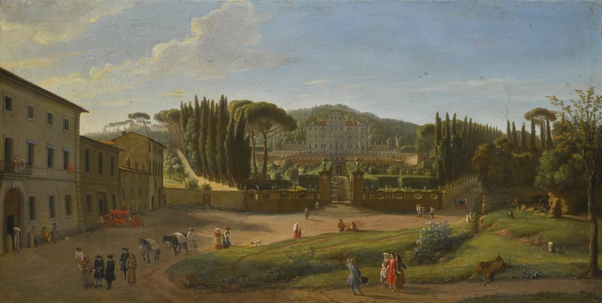 Caspar Van Wittel:  [1700-05] - Landscape with the Villa Aldobrandini at Frascati - Oil on canvas - Private Collection