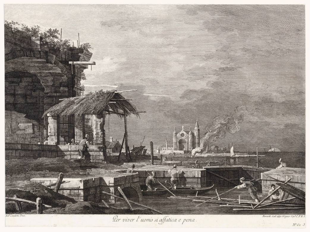 Fabio Berardi:  [1760-86] - Per viver l'uomo si affatica e pena - Etching - British Museum, London