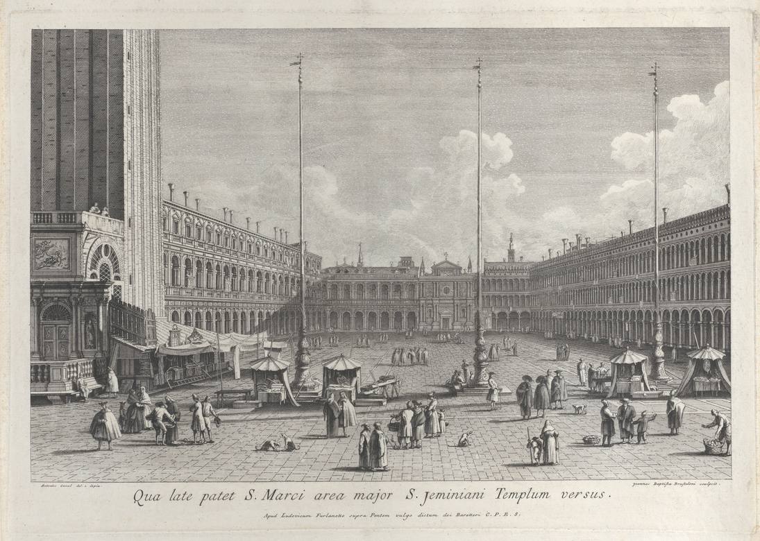 Giambattista Brustolon:  [1763] - View of Piazza San Marco, with the church of San Geminiano at the far end - Etching - Metropolitan Museum of Art, New York