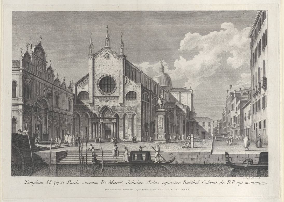 Giambattista Brustolon:  [ca. 1766] - View of Santi Giovanni e Paolo (San Zanipolo), Venice - Etching - Metropolitan Museum of Art, New York