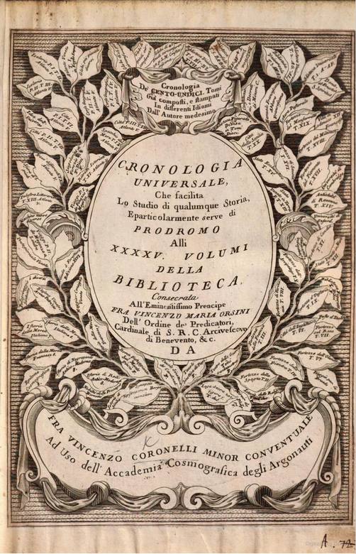 Vincenzo Maria Coronelli:  [1707] - Cronologia Universale